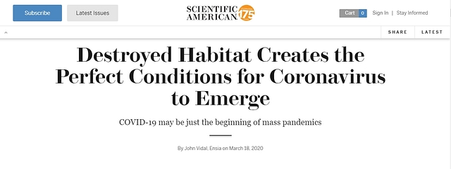 Pandemics Happen When Viruses Seek New Hosts, Because We Destroy The Habitat And Organisms Which Keeps Them Inside Themselves