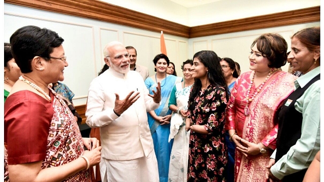 PM Modi with the awardees of Nari Shakti Puraskar (Twitter/@MalvikaIyer)