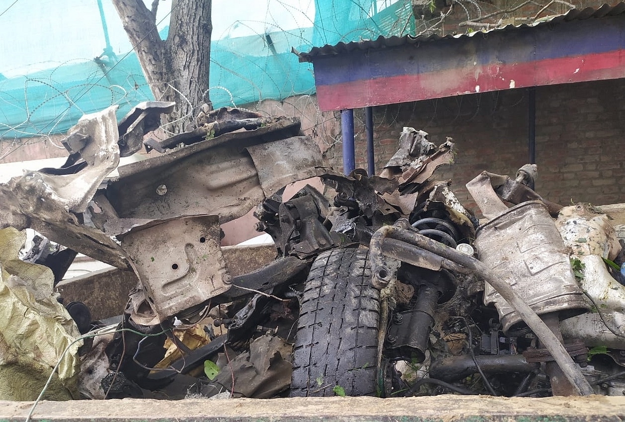 Picture of the car with IED after it was destroyed. (Picture via ANI Twitter)