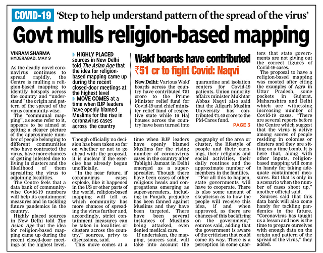 Asian Age newspaper on 10 May 2020