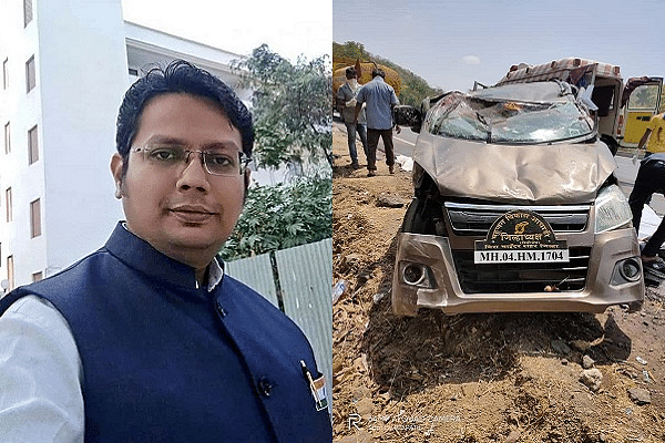 Lawyer Digvijay Trivedi - left, Vehicle - right&nbsp;