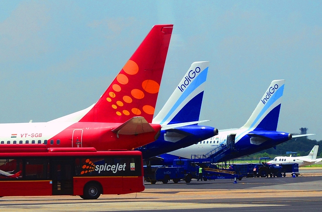 The picture featuring planes of various airlines parked at the IGI airport. (Ramesh Pathania/Mint via Getty Images)