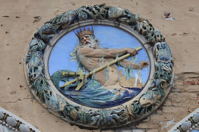 Poseidon with his trident.