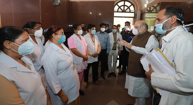 Home Minister Amit Shah at LNJP Hospitan, New Delhi