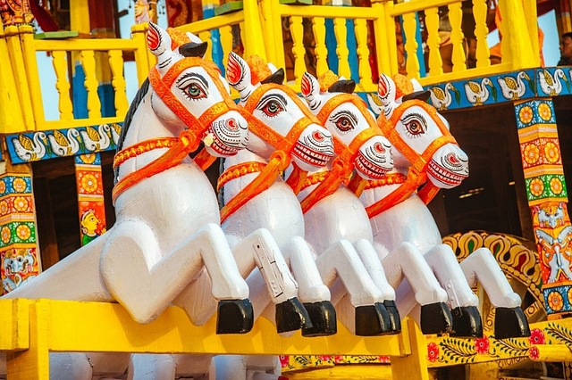 Symbolic horses that pull the gods. 