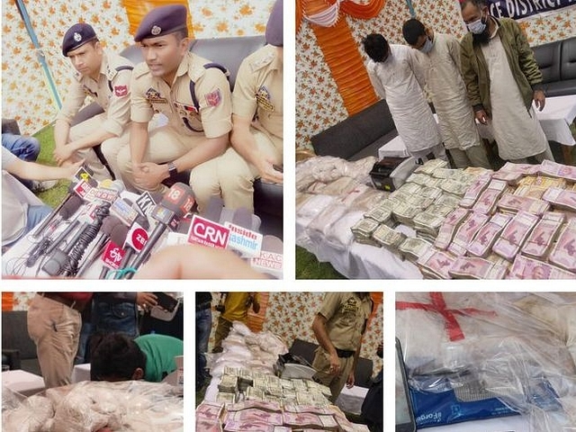 J&amp;K Police team with busted narco-terror module (Twitter/@HandwaraP)