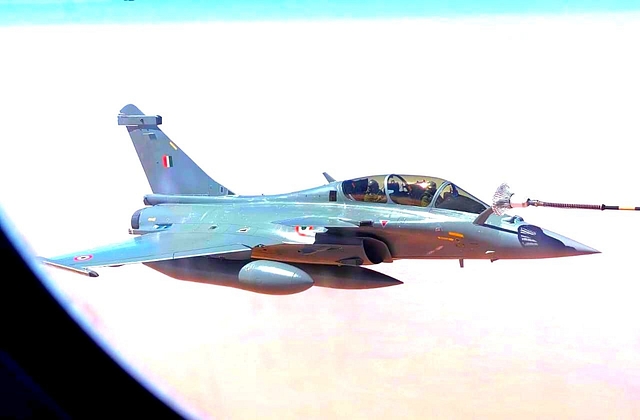 An IAF Rafale during in flight refueling on its way to India.&nbsp; (Indian Embassy in France/Twitter)