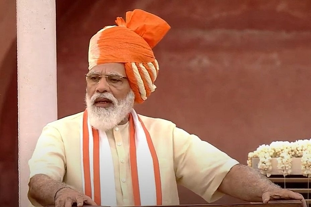 PM Modi at Red Fort in Delhi on the occasion of Independence Day (Pic Via Twitter)