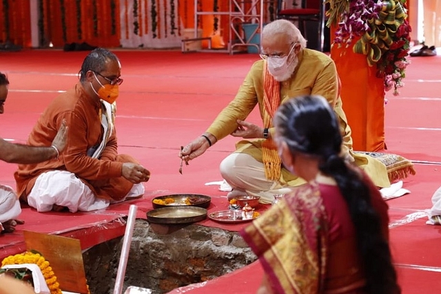 Prime Minister Narendra Modi at the Bhoomi Pujan of Ram Temple in Ayodhya.