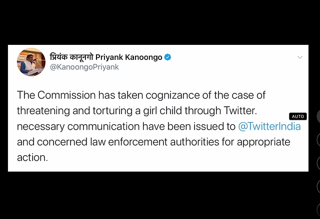 The tweet by commission’s chairman Priyank Kanoongo&nbsp;