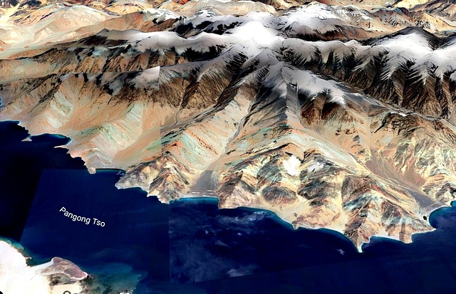 Finger area on the north bank of Pangong Lake (Google Maps)