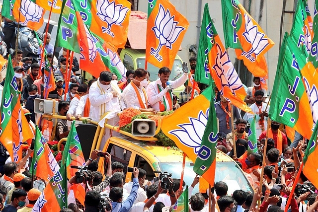 RR Nagar MLA Muniratna at a rally.