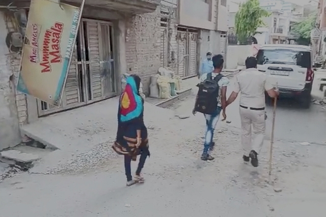 A still from the video of her rescue by Delhi police in April.