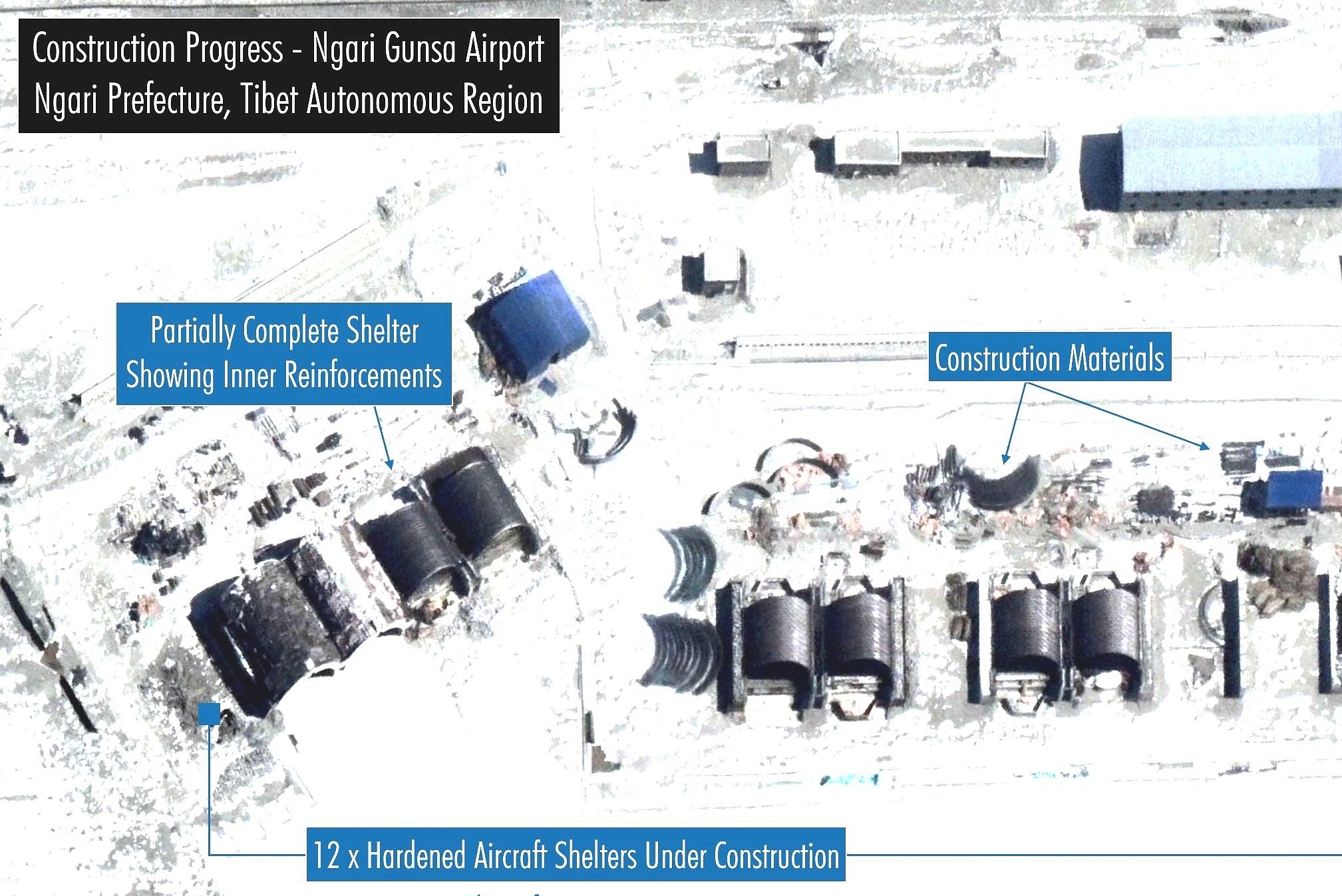 PLAAF’s Ngari Gunsa airbase, located close to Ladakh. (@detresfa_/Twitter)