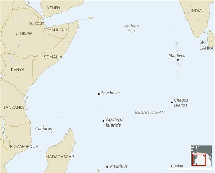Location of Agalega island in the Indian Ocean. 