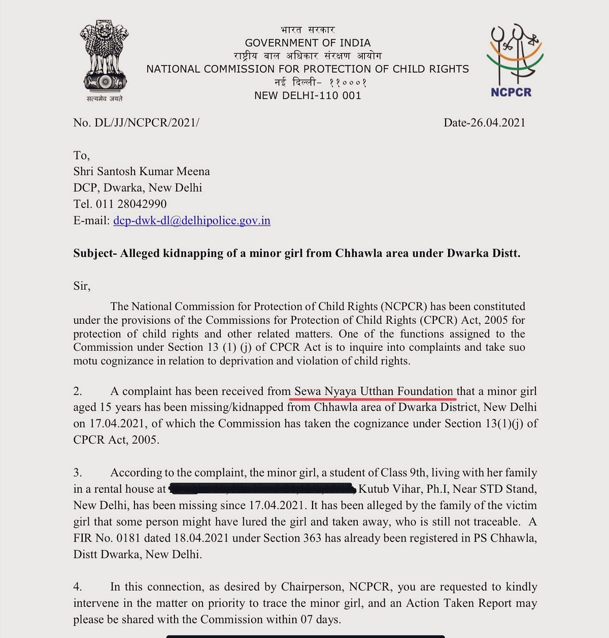 A Minor Girl Was Kidnapped From Delhi And Taken To Assam. Police Did Nothing For A Month Citing Lockdown