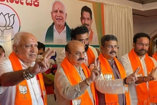 Basavaraj Bommai with BS Yediyurappa in 2021  