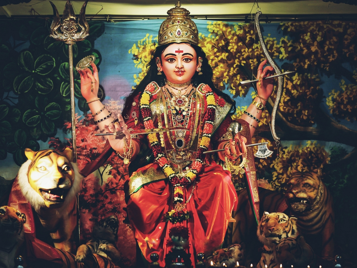 Sharada dressed up as Durga (PC: Anantesh Bhat)