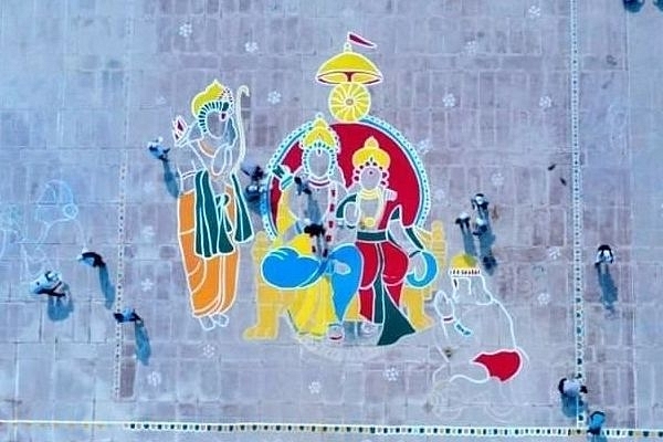 An image of Ram being recreated as the centrepiece of the Deepotsav