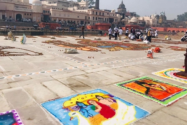 Various rangolis depicting the Siya Ram