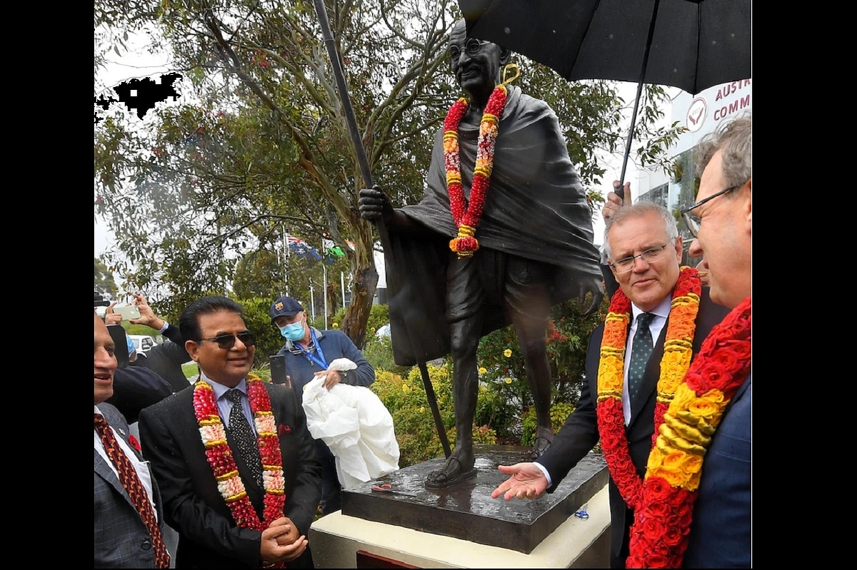 Australia: Life-Sized Statue Of Mahatma Gandhi Vandalised In Melbourne A Day After PM Morrison Unveiled The Bronze