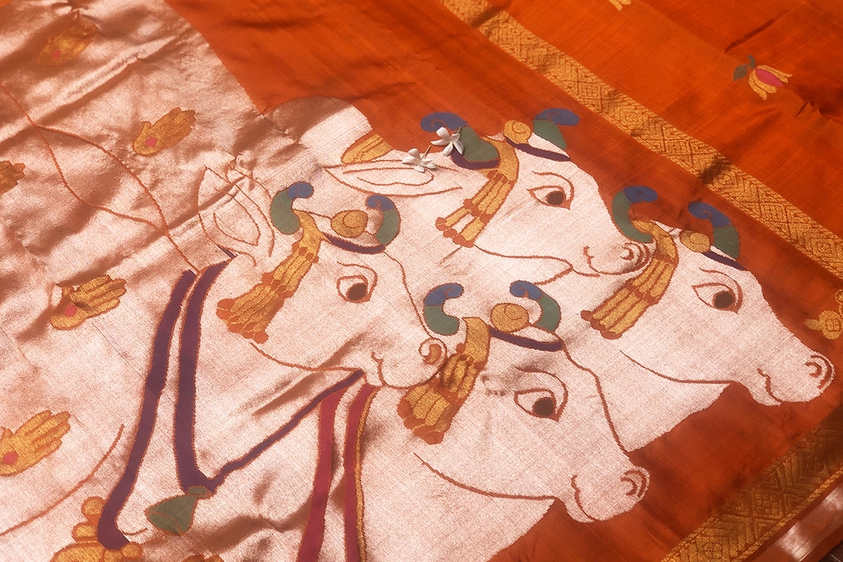 Cows in sari's pallu (Madhurya Creations)