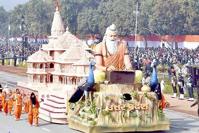 Tableau depicting Ayodhya Ram Mandir at Republic Day Parade 2021 (Representative Image) (@myogiaditynath/twitter)