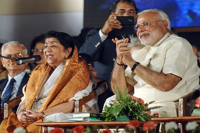 Lata Mangeshkar and PM Modi 