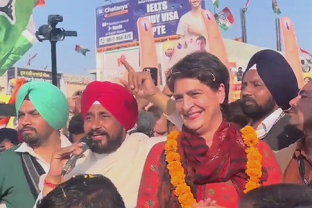 Punjab CM Channi with Congress leader Priyanka Gandhi Vadra (Pic Via Twitter)