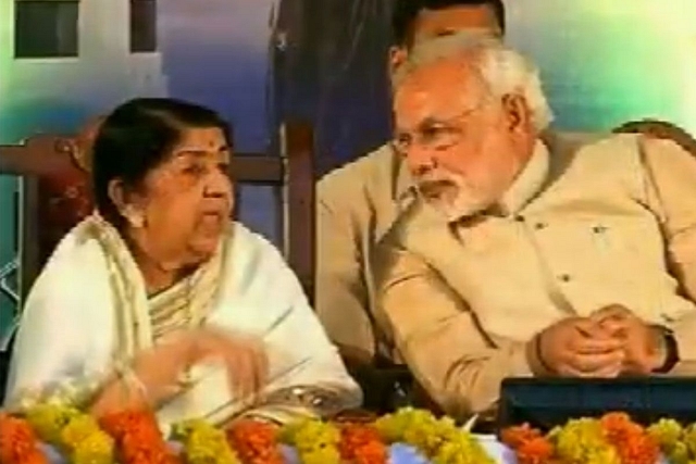 PM Modi and Lata Mangeshkar 