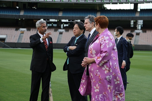 EAM S Jaishankar with foreign ministers of US, Australia and Japan (Pic Via Twitter)