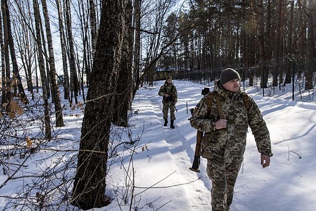 Ukraine Border Guard patrolling the Border 
