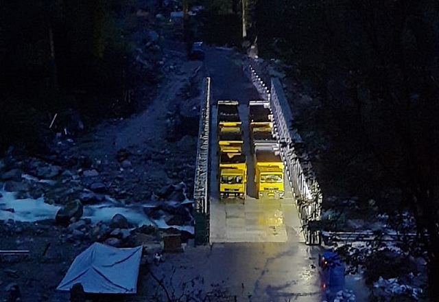 Load testing of the double lane modular steel bridge at Flag Hill, Sikkim (GRSE)