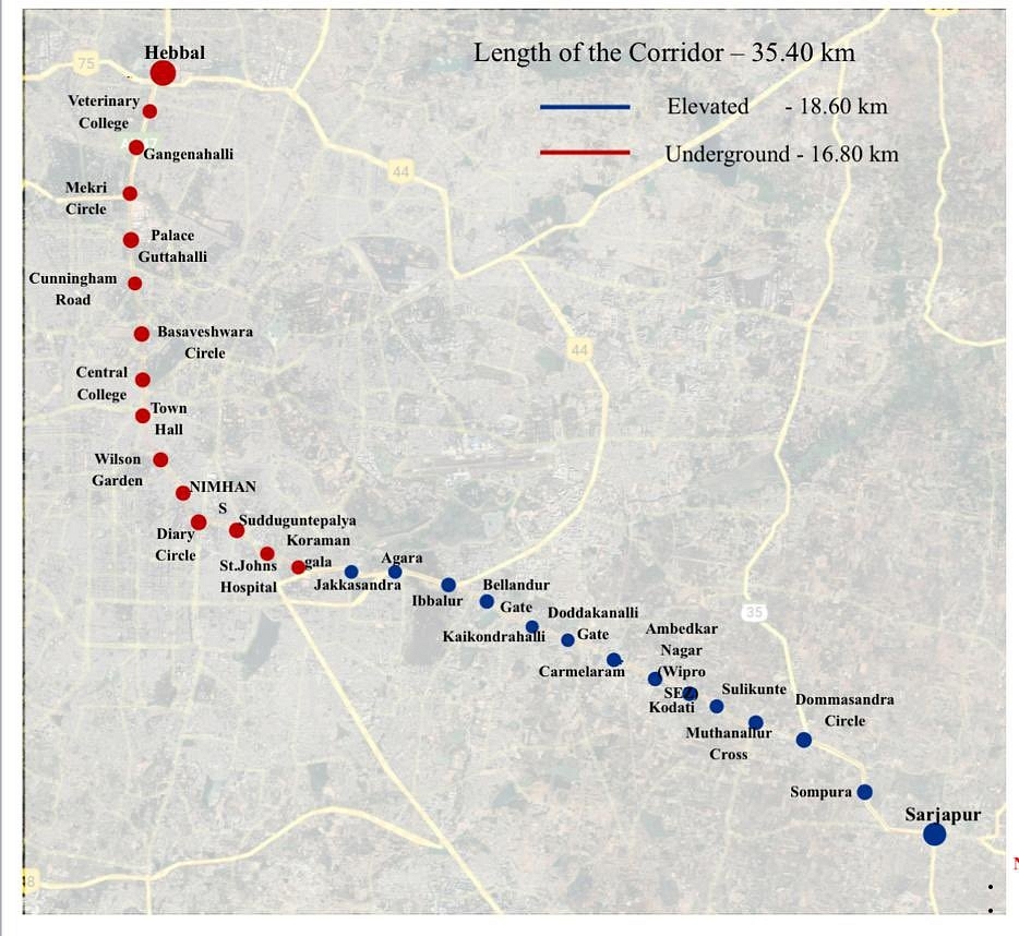 Sarjapur To Hebbal Metro Line