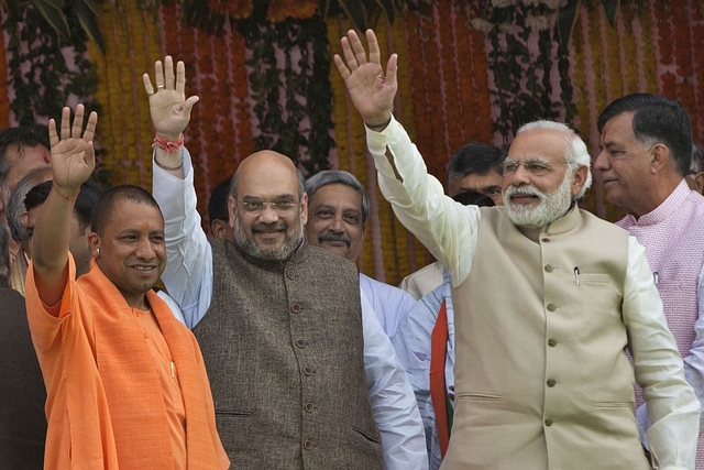 Yogi Adityanath, Amit Shah and PM Modi 