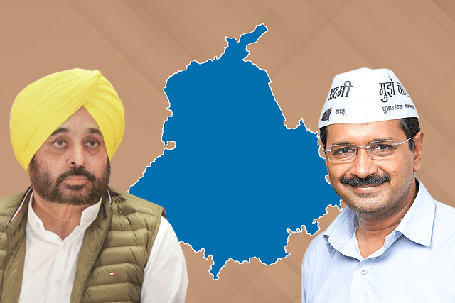 Punjab CM Bhagwant Mann (left) and Arvind Kejriwal (right)