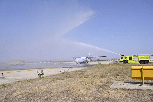 An IndiGo aircraft landing using the GAGAN system
