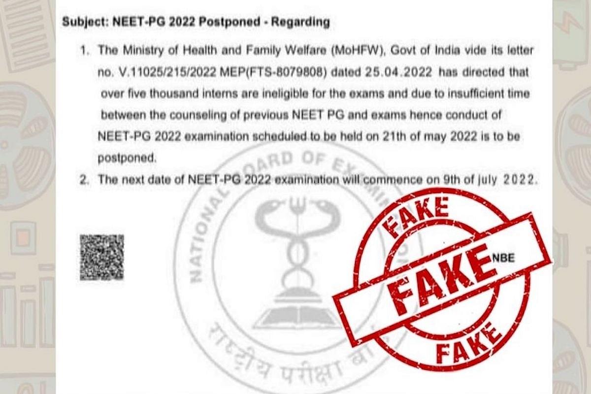 NEET PG Exam Not Postponed, Will Be Conducted On 21 May, PIB Says After 'Fake' NBEMS Notice