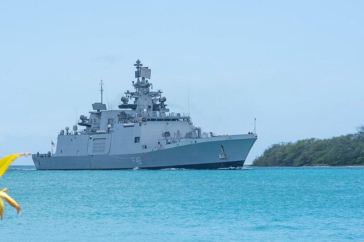 Indian Naval Warship Satpura On A Deployment To South China Sea