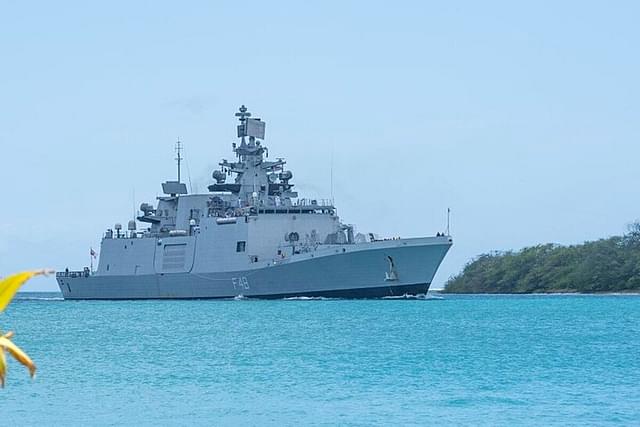 Indian Naval Warship Satpura On A Deployment To South China Sea