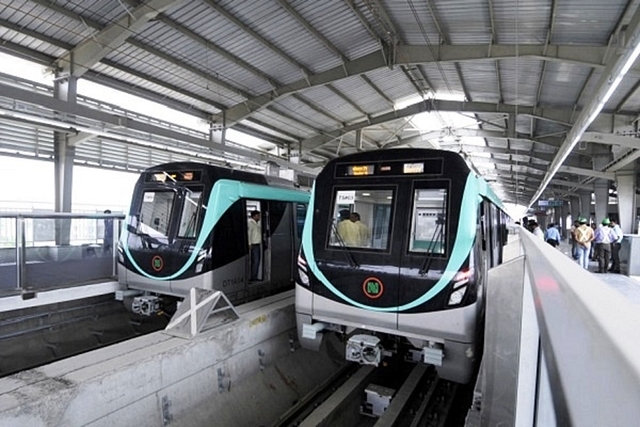 Noida metro's Aqua Line (Sunil Ghosh/Hindustan Times via Getty Images)