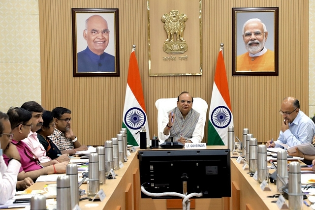 Delhi LG V.K. Saxena meeting officials (Source:@LtGovDelhi on Twitter)