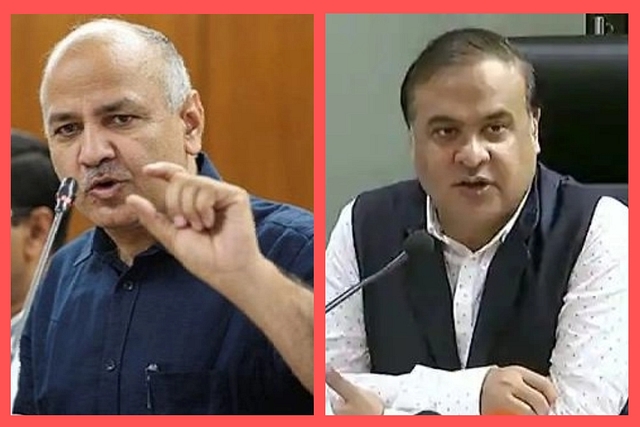 Delhi Deputy Chief Minister Manish Sisodia (L) and Assam Chief Minister Himanta Biswa Sarma 