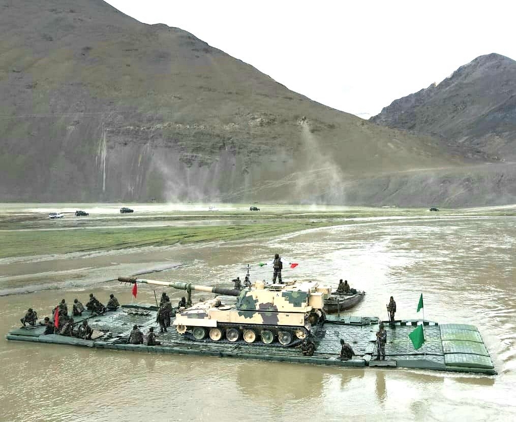 Indian Army's K9 Vajra during an exercise Ladakh. 