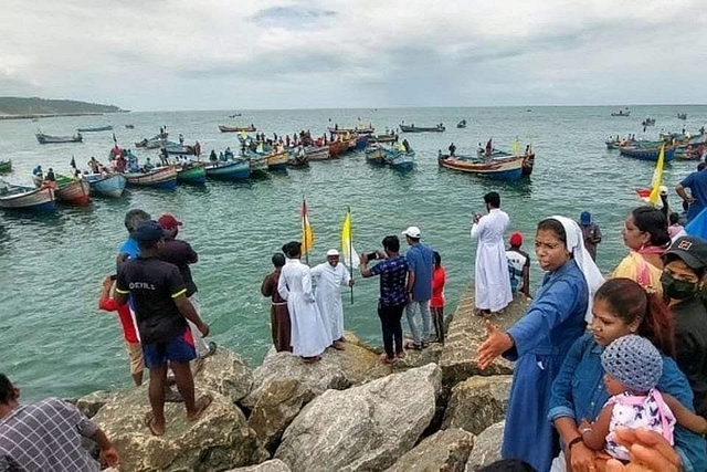 Catholic nuns and priests leading the protests at Vizhinjam, Kerala.
