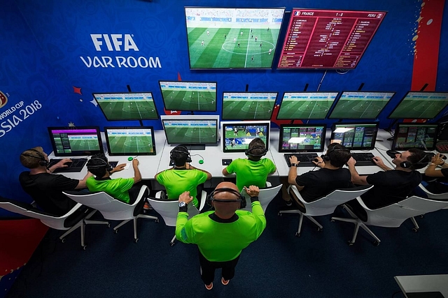 The Video Assistant Referee team monitors 40+ cameras.