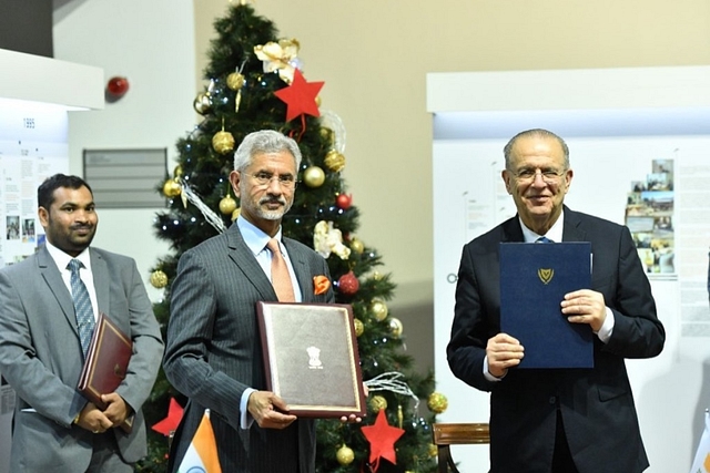 EAM S Jaishankar with his Cypriot counterpart Kasoulides (Pic Via Twitter)