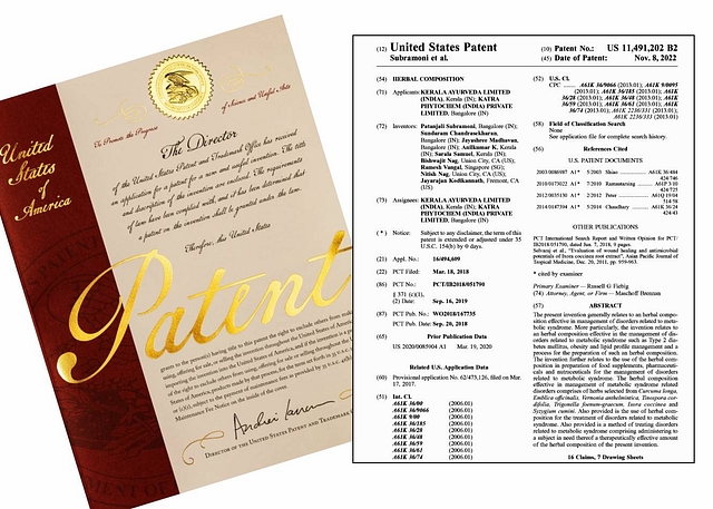 US patent for the herbal composition