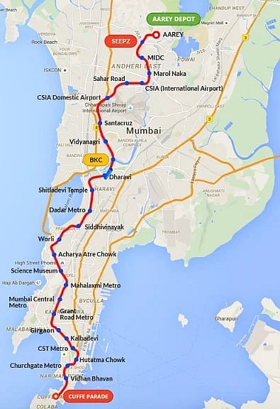 Mumbai Metro Line 3 Route Map (MMRCL)