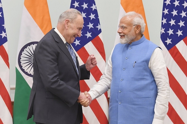 US Senate Majority leader Chuck Schumer with PM Narendra Modi (Pic Via Twitter)